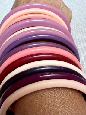 Vintage 1980s Plastic Skinny Bangle Bracelet Collection